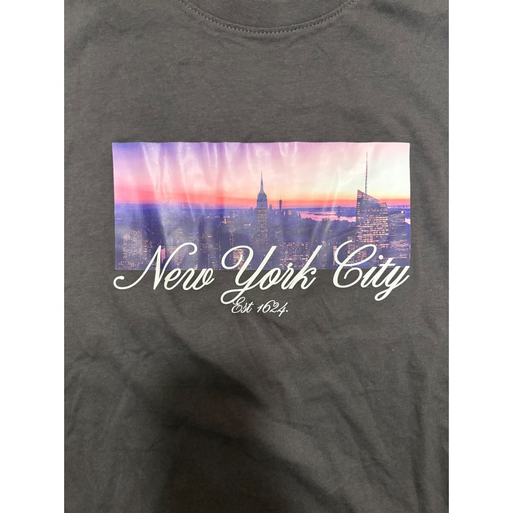 Primark Mens New York City Graphic T-Shirt Charcoal Gray NYC Skyline Medium